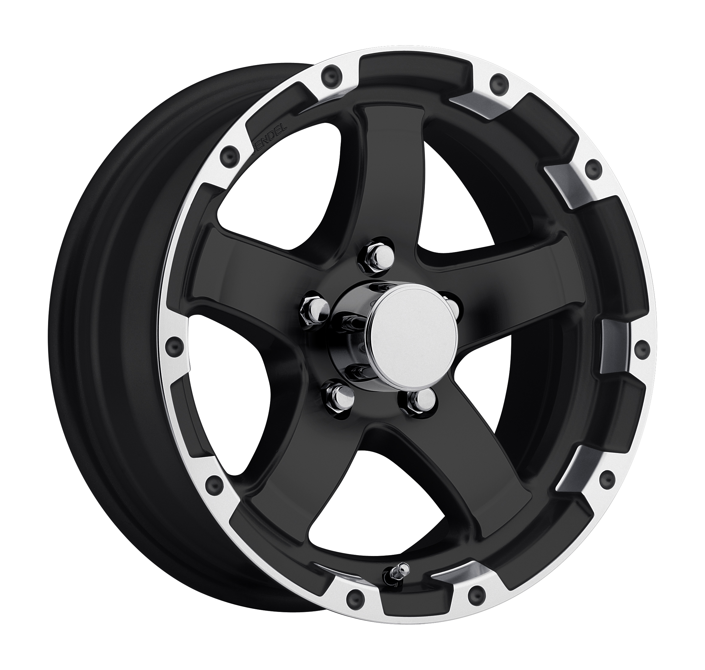 15 x 6. inches /5 x 4 inches, 0 mm Offset Sendel T08 Black Wheel with Machined Finish 